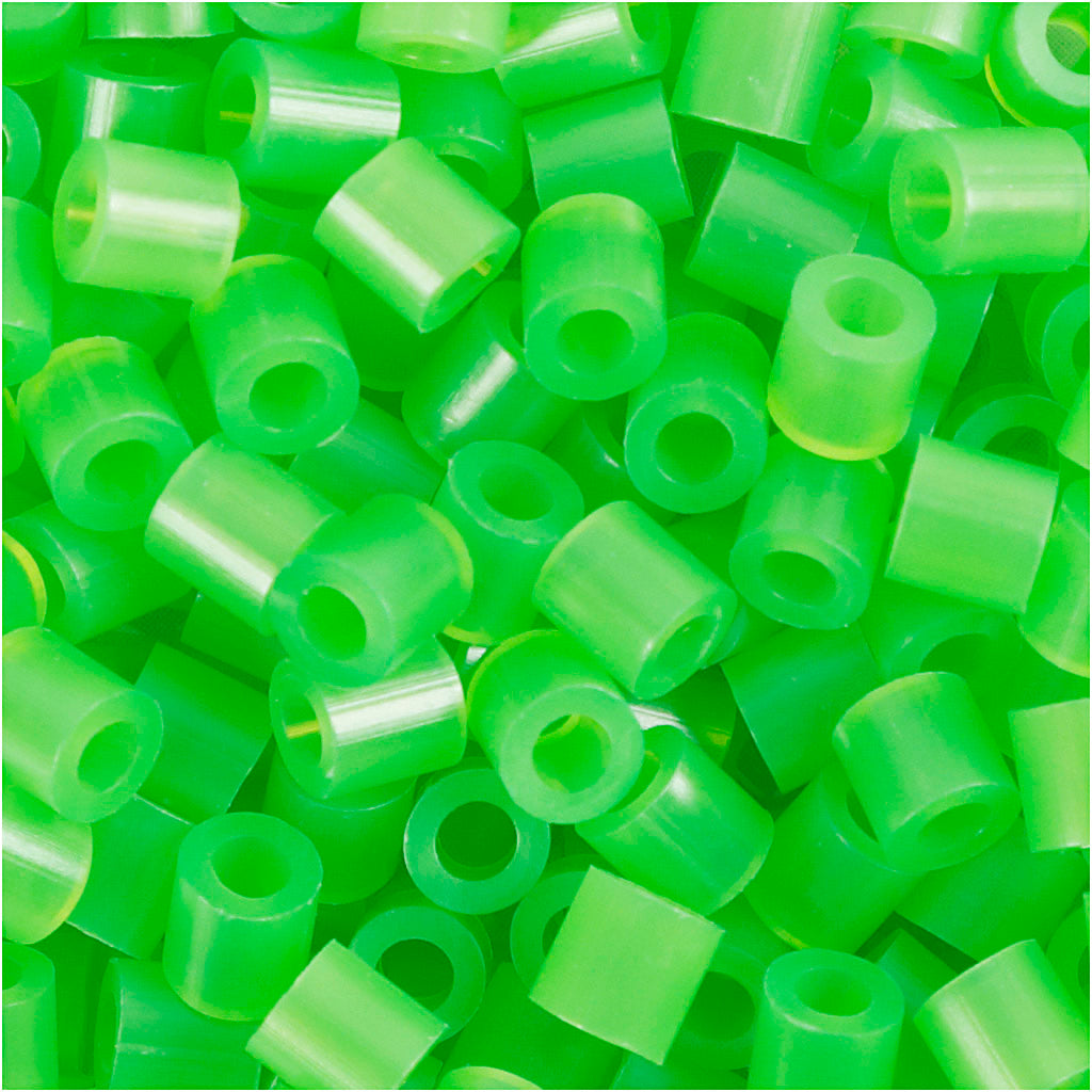 Perline termoadesive Nabbi, misura 5x5 mm, misura buco 2,5 mm, media, verde neon (32237), 1100 pezzi 1 scatola