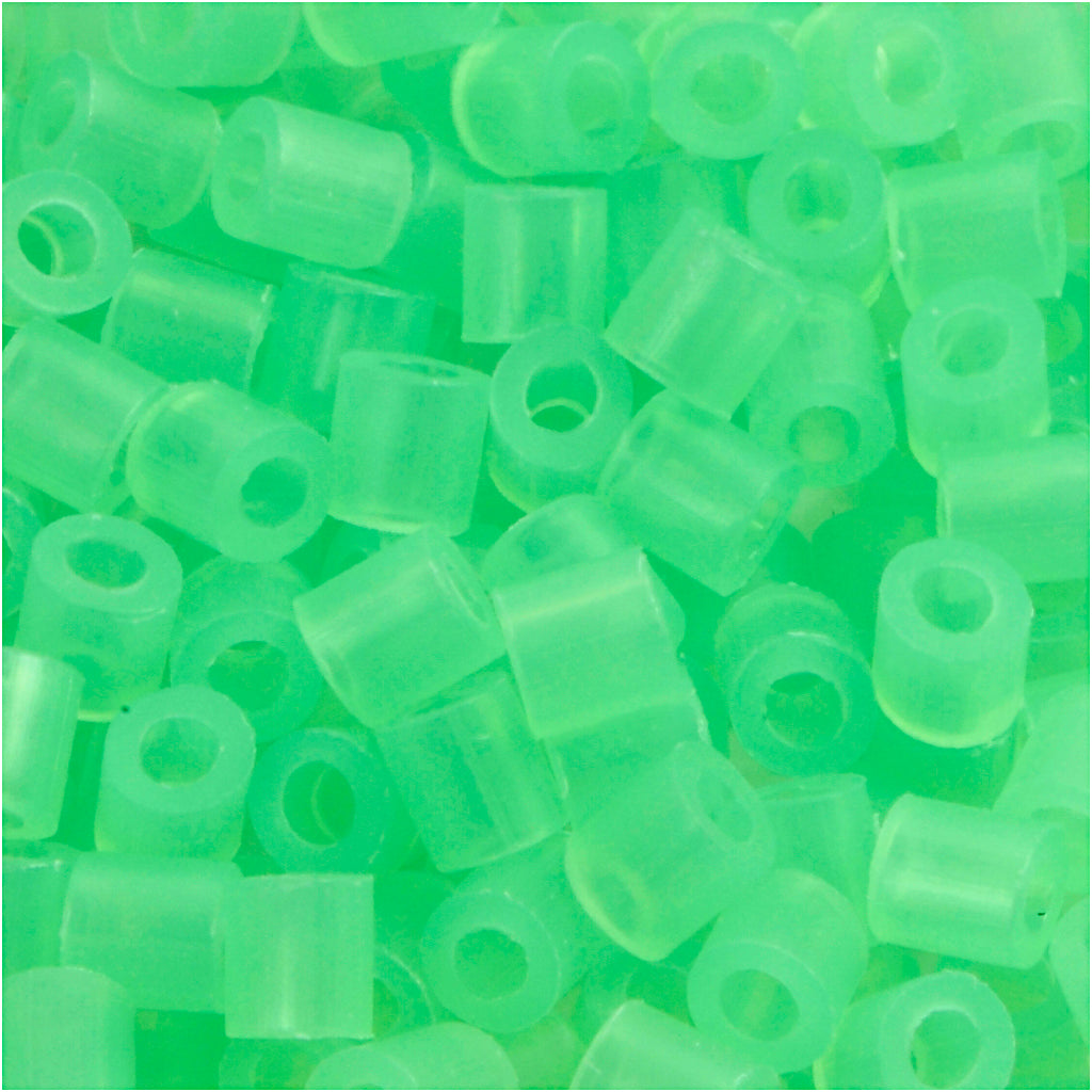 Perline termoadesive Nabbi, misura 5x5 mm, misura buco 2,5 mm, media, verde neon (32237), 6000 pezzi 1 scatola