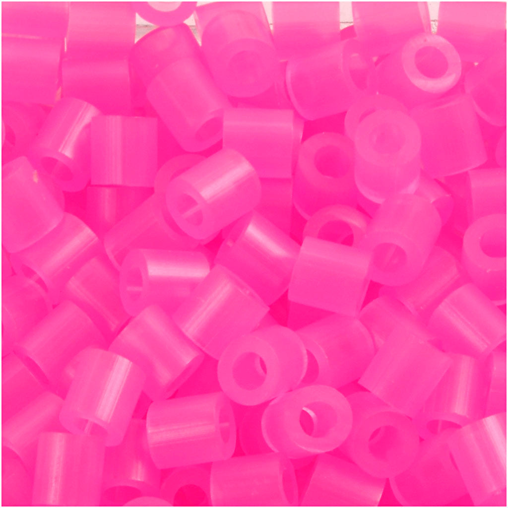 Perline termoadesive Nabbi, misura 5x5 mm, misura buco 2,5 mm, media, rosa neon (32257), 1100 pezzi 1 scatola