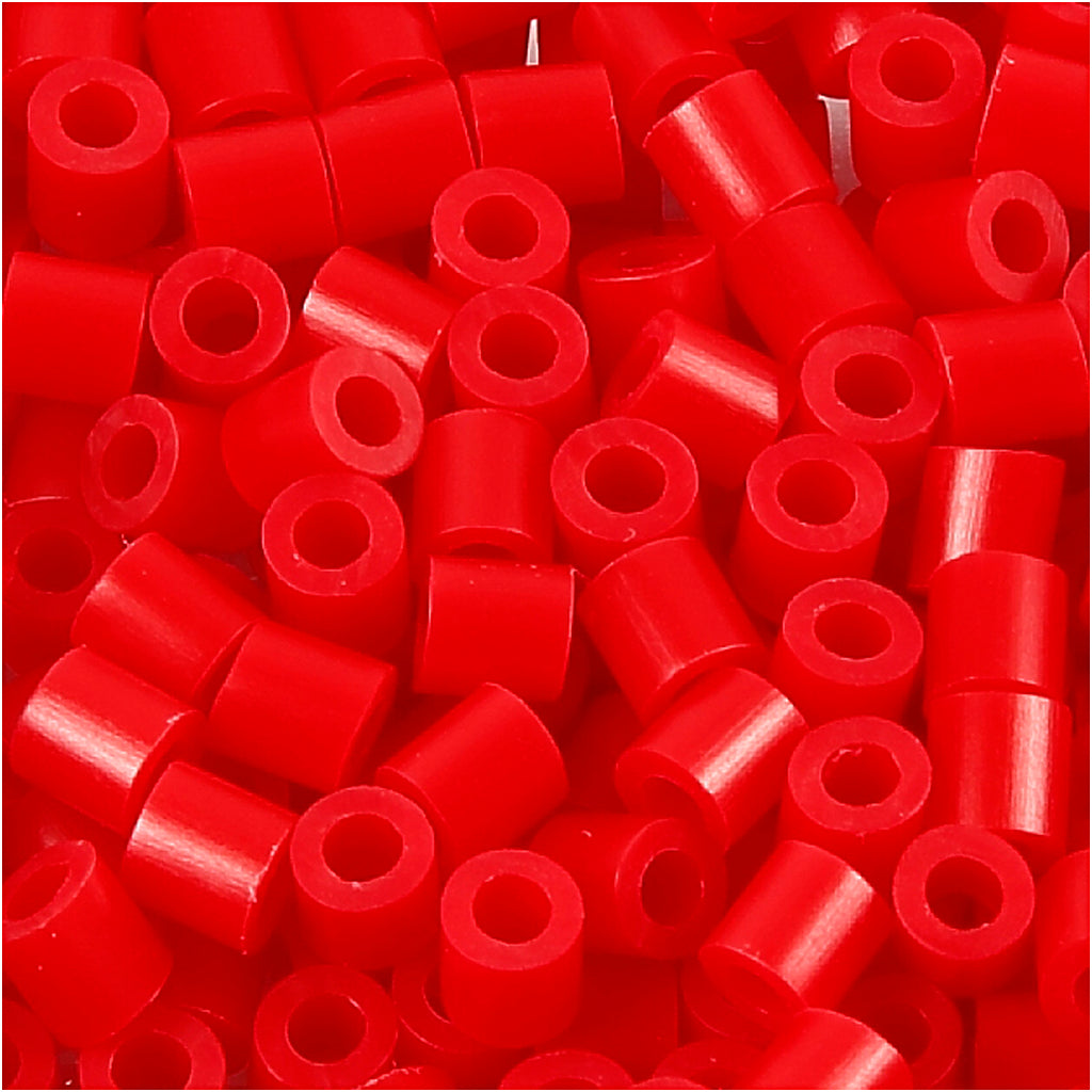 Cuentas para planchar Nabbi, medidas 5x5 mm, medida de agujero 2,5 mm, medianas, rojo (32231), 1100 piezas 1 caja