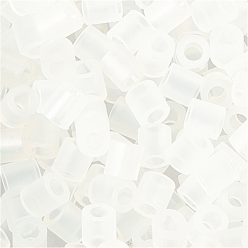 Cuentas para planchar Nabbi, medidas 5x5 mm, medida de agujero 2,5 mm, medianas, transparente (32264), 1100 piezas 1 caja