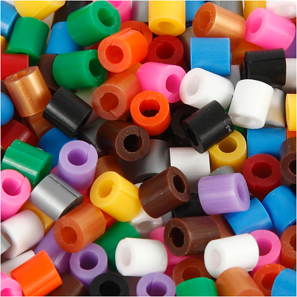 Perline termoadesive Nabbi con lato aperto, misura 5x5 mm, misura buco 2,5 mm, media, colori standard, 1100 div 1 scatola