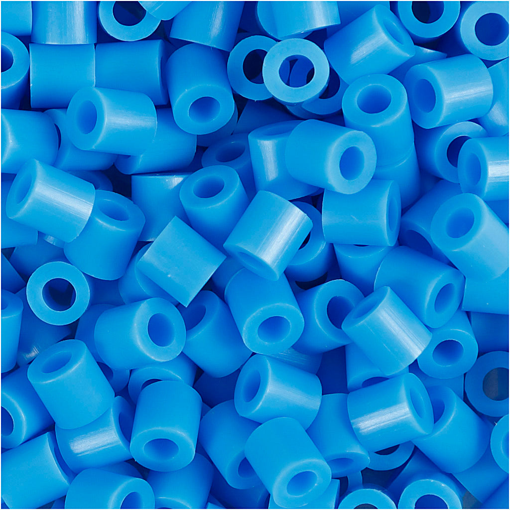 Cuentas para planchar Nabbi, medidas 5x5 mm, medida de agujero 2,5 mm, medianas, azul (32238), 6000 piezas 1 caja
