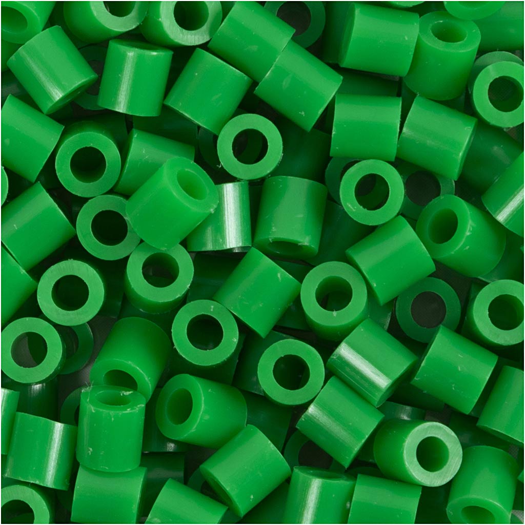 Cuentas para planchar Nabbi, medidas 5x5 mm, medida de agujero 2,5 mm, medianas, verde (32230), 6000 piezas 1 caja