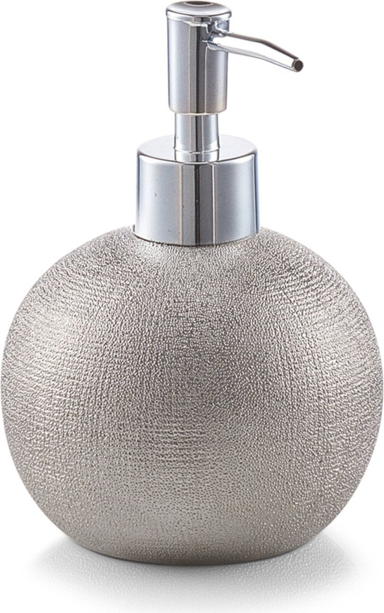 Distributore di sapone Zeller - ceramica - glitter argento - 14 cm