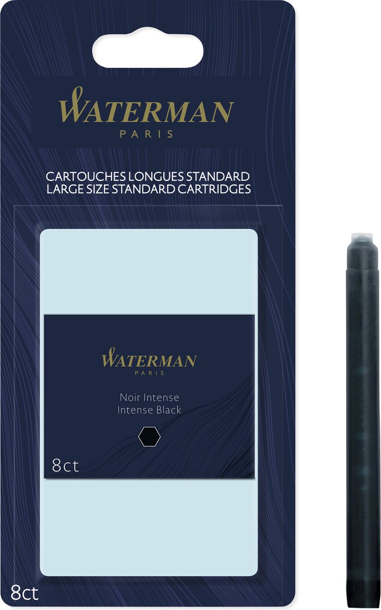 Waterman -vulpeninktpatronen | lang international | intense black | 8 inktpatroon