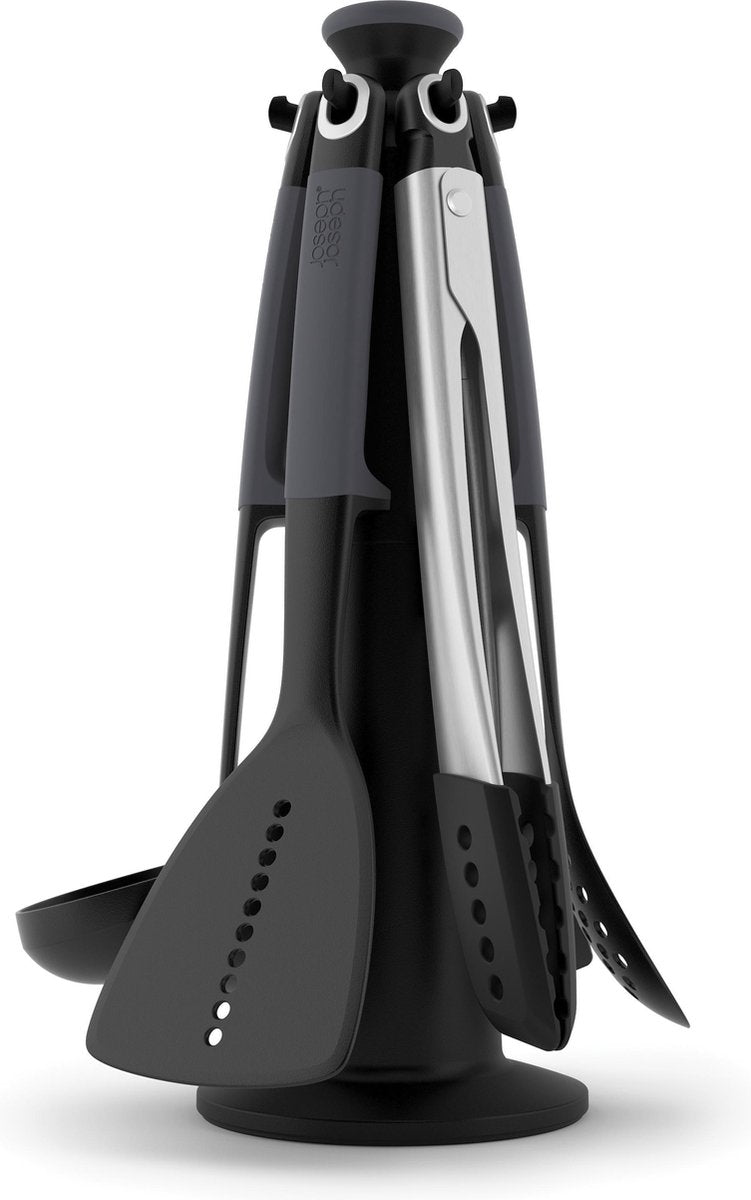 Joseph Joseph Elevate set di stoviglie da 6 pezzi con giostra rotante e pinze - senza BPA - grigio