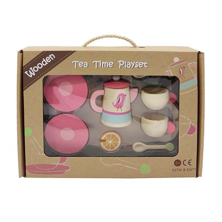 Juego de té de madera, 10 piezas.