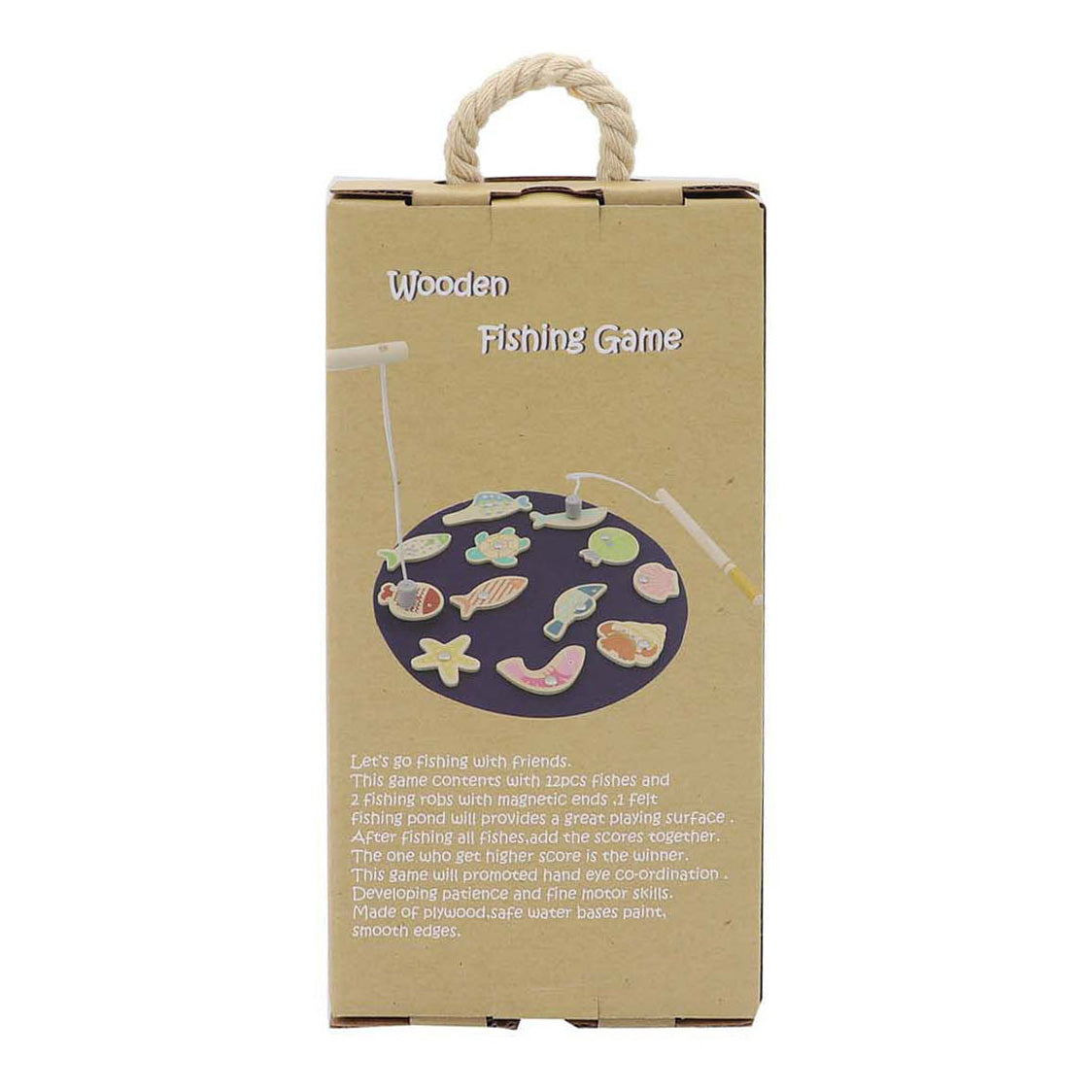 Gioco di pesca magnetico in legno, 15 pezzi.