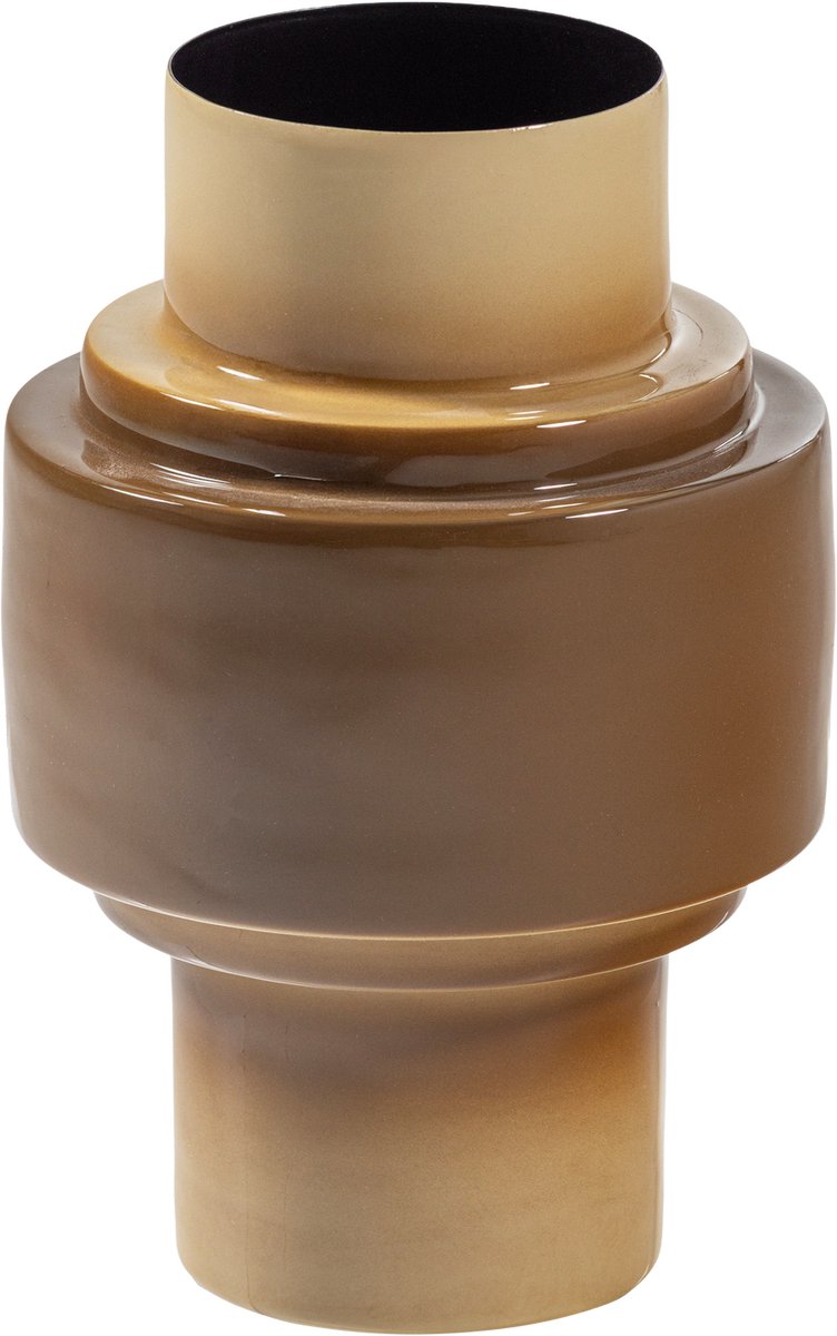 Vaso orba in legno 32x22 cm - metallo - sabbia lucida - 35x22x22