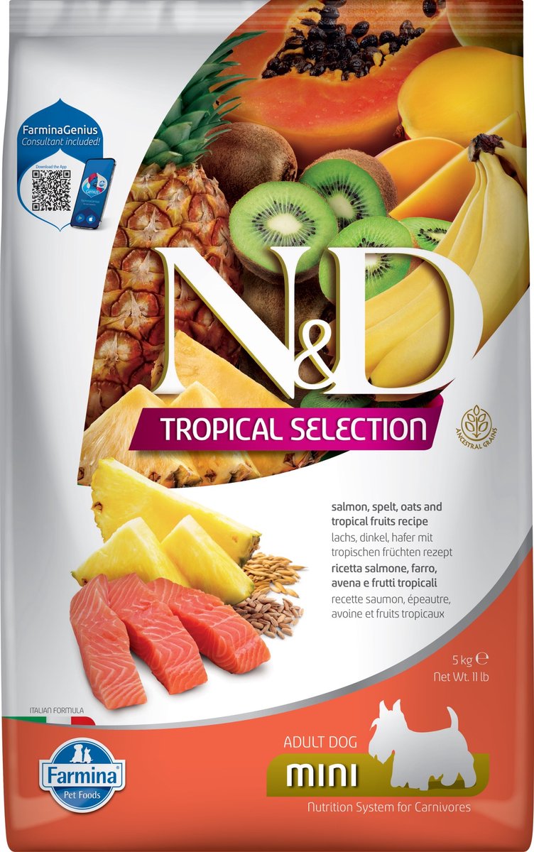 N d cibo tropicale per cani salmone piccolo largo 5 kg