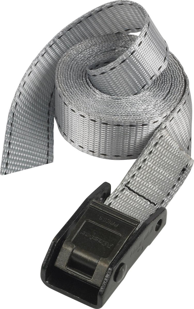 Masterlock spanband - 5m x 25mm - met kunststof klem - grijs - 3112eurdat
