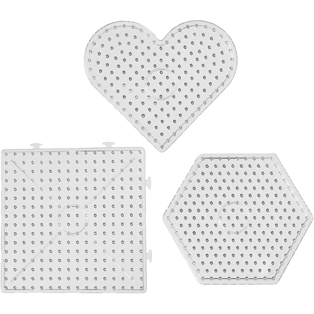Piastra base Creativ Company, cuori, esagoni, quadrati, misura 15x15-17,5x17,5 cm, jumbo, trasparente, 6 pezzi 1 scatola