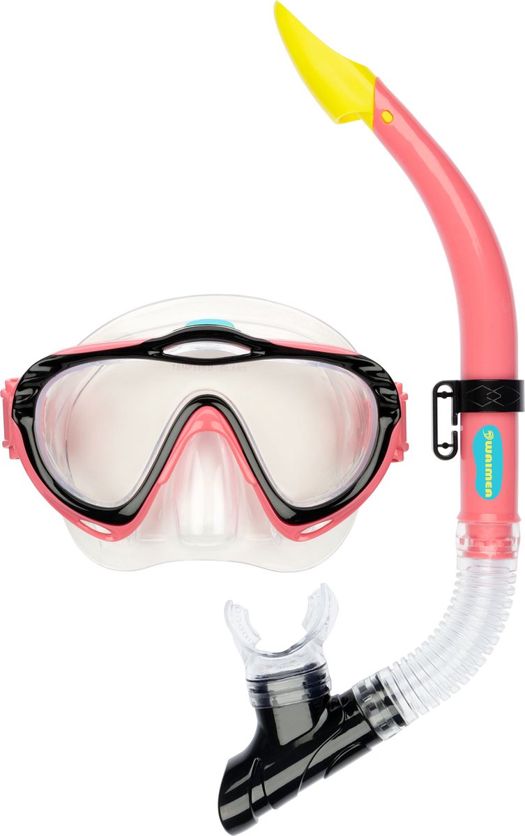 Occhialini sub Waimea con boccaglio - bambini - rosa - lente in vetro temperato