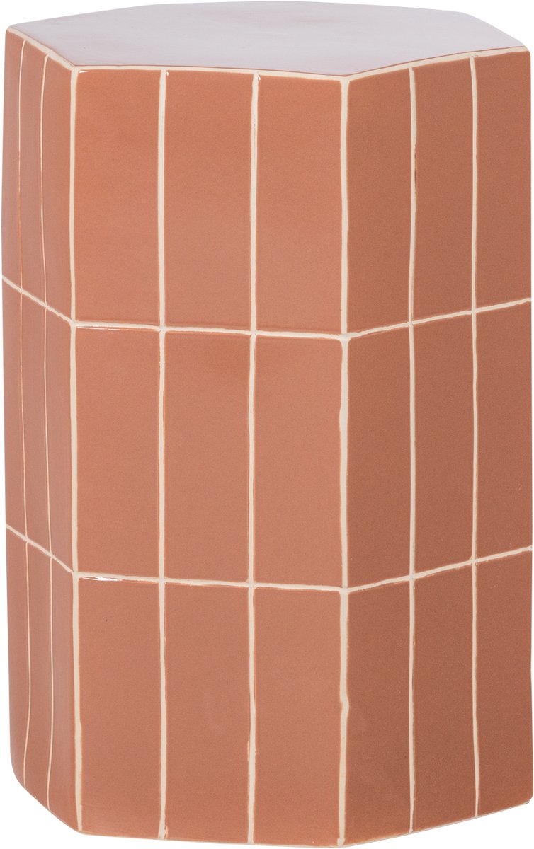 Woood plu decoratieve bijzettafel - keramiek - oudroze - 54x38x32