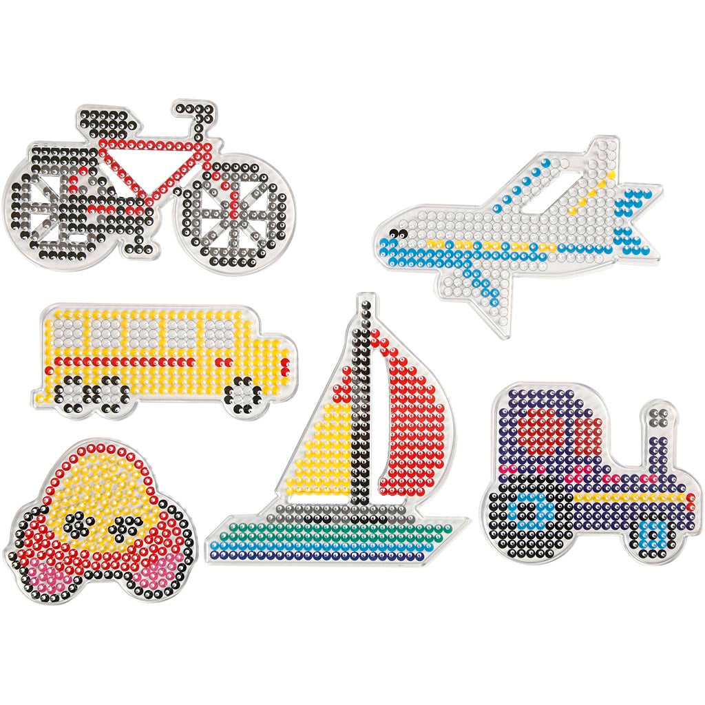 Piastra base Creative Company, auto, aereo, barca, trattore, autobus e bicicletta, dimensioni 9x9,5 + 11x16 cm, media, 6 pezzi 1 scatola