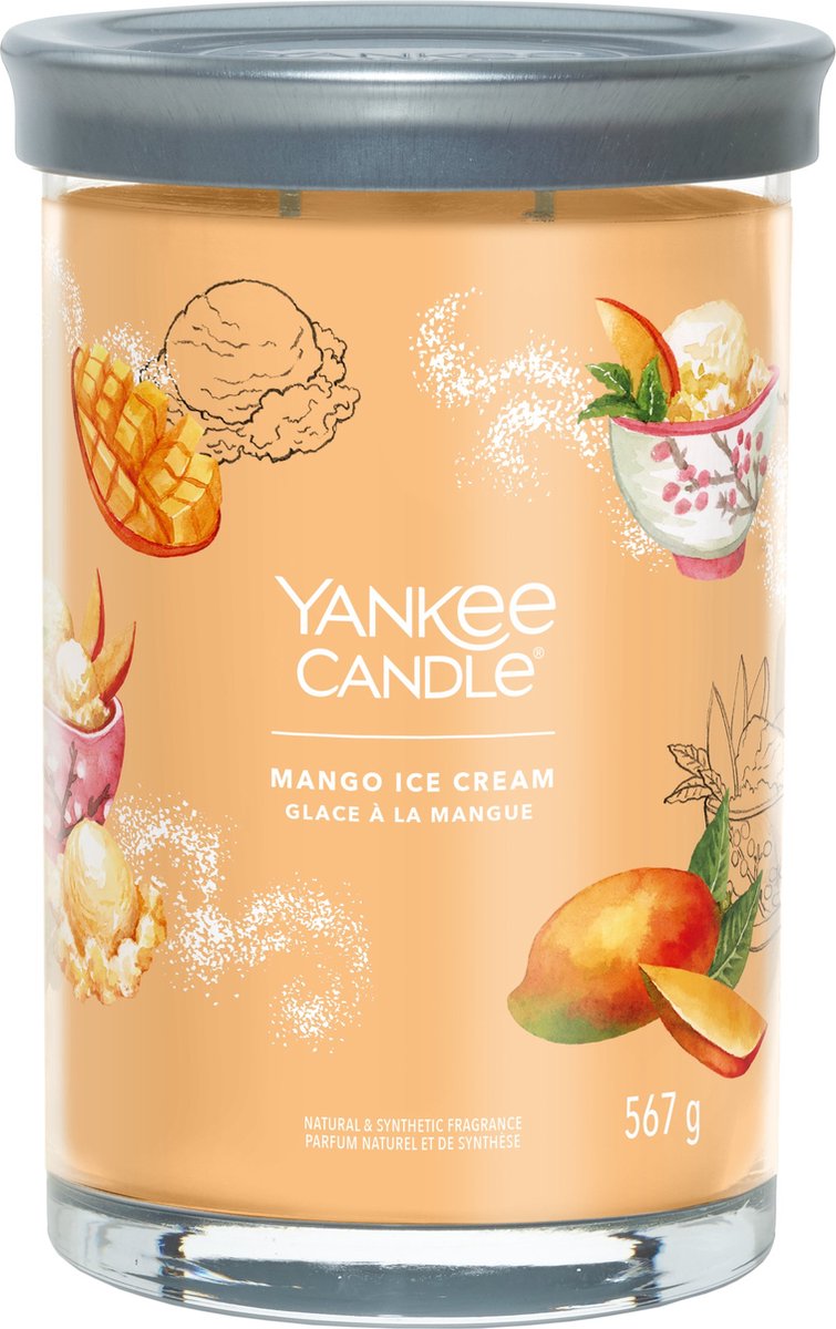 Yankee Candle - Vela perfumada de vaso grande con helado de mango - 100 horas de combustión - dos mechas