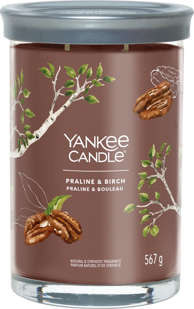 Yankee Candle - vela perfumada de vaso grande de abedul praliné - 100 horas de combustión - dos mechas