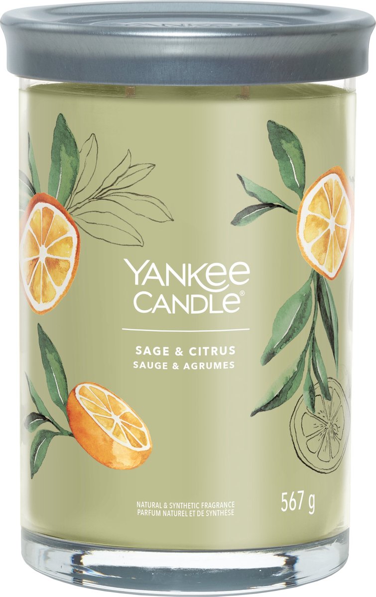 Yankee Candle - Vela perfumada de vaso grande con cítricos y salvia - 100 horas de combustión - dos mechas