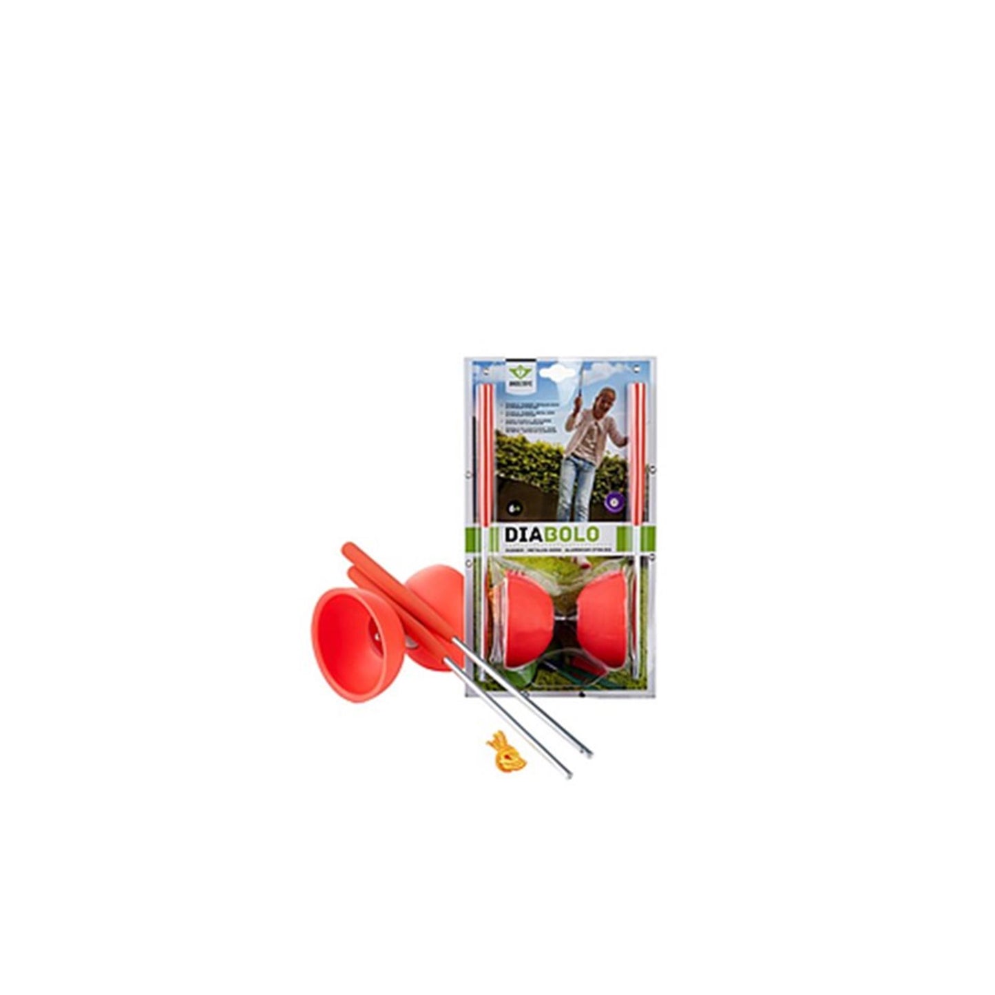 Diabolo Engelhart in gomma con bastoncini in alluminio rossi