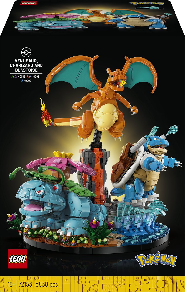 Lego pokémon venusaur, charizard en blastoise - 72153