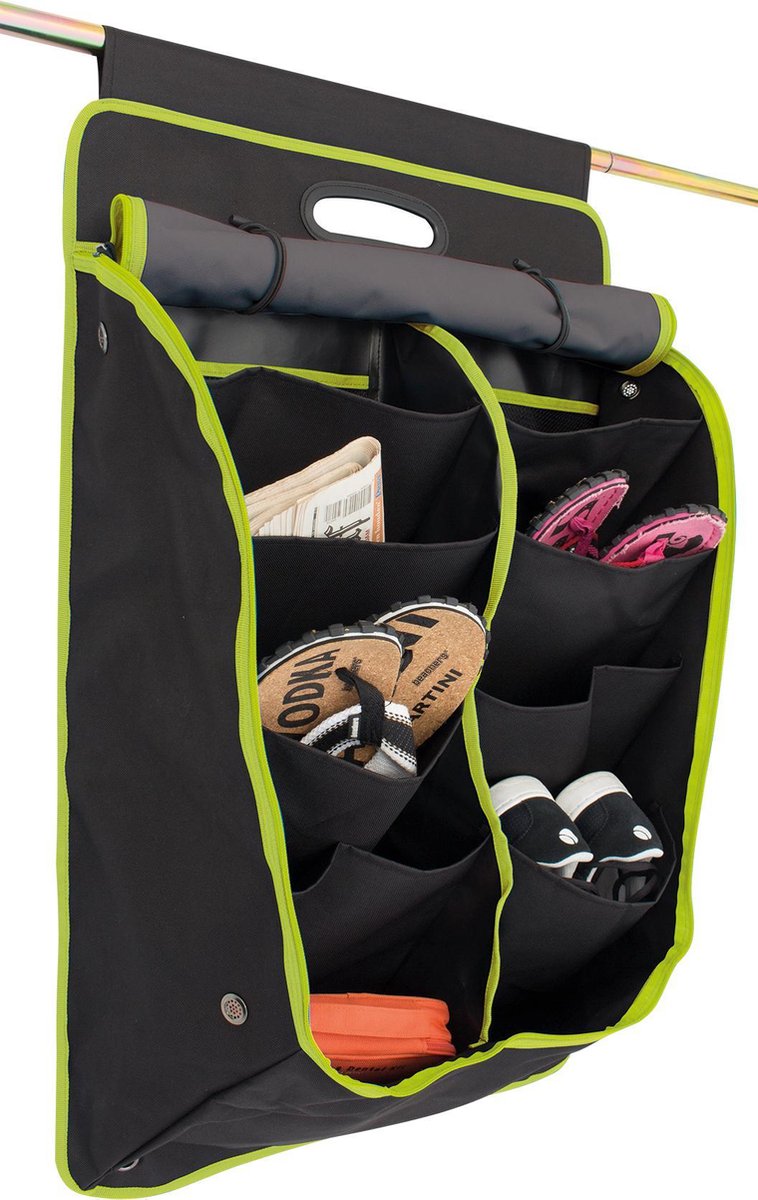 Organizer per tenda Eurotrail oxford grande - nero lime