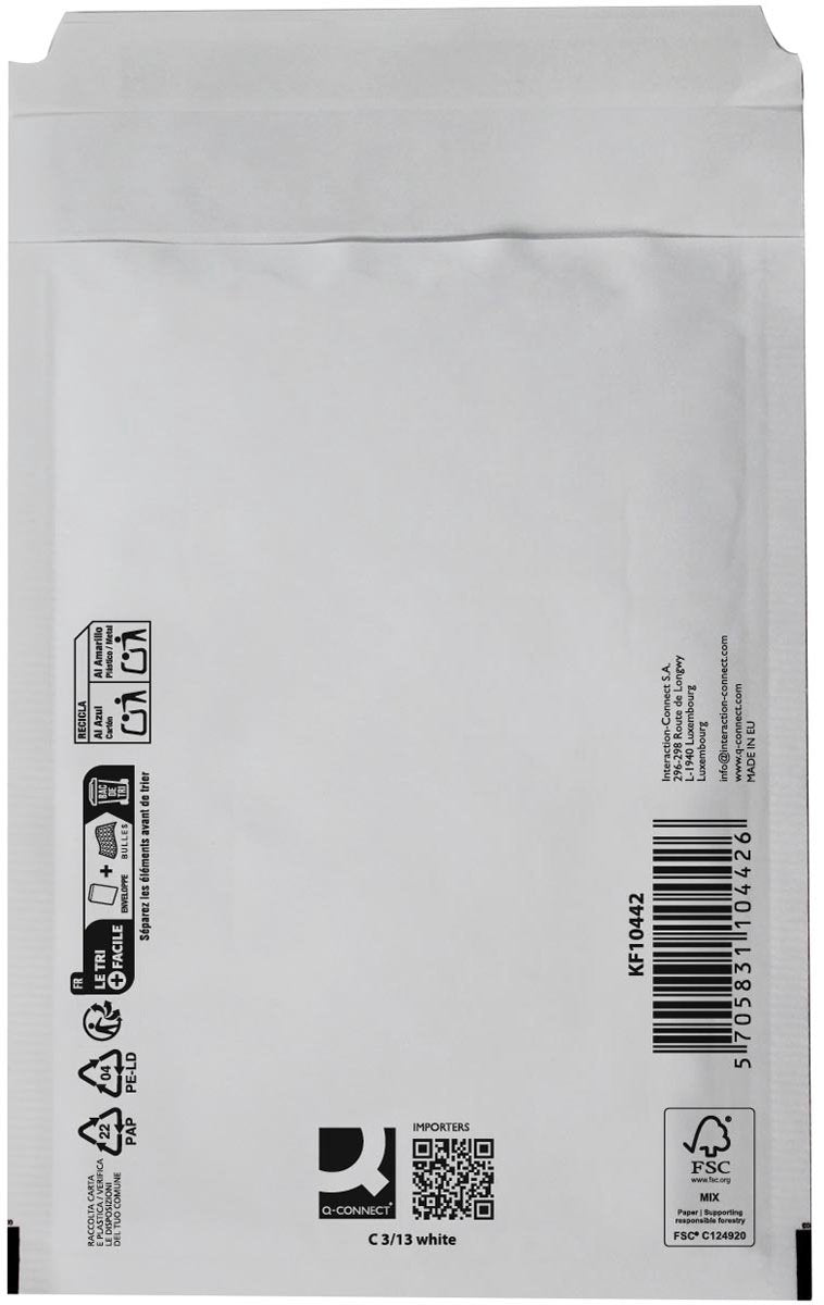 Buste imbottite Q-connect, bianche, 3-c, 170 x 225 mm, scatola da 100 pezzi