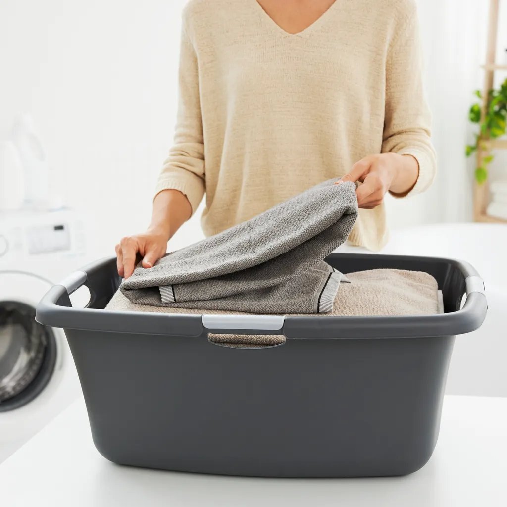 Cesto para la ropa Rotho flores 50l antracita