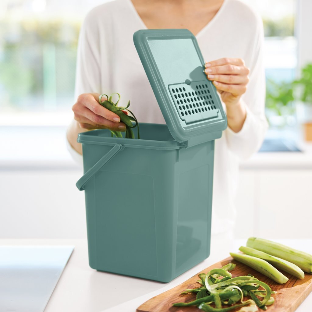Rotho Rotho bio residuos bin + filtro de carbono activo 8l fogletoe verde
