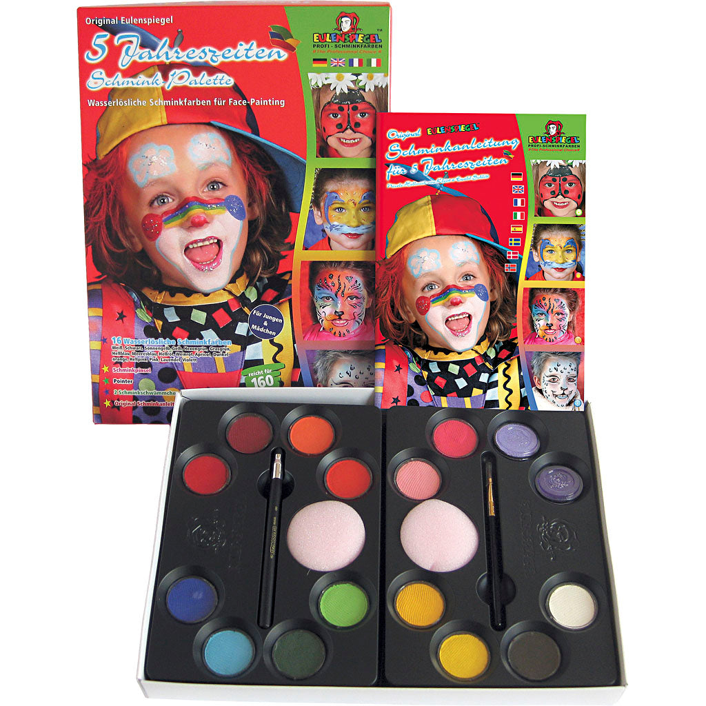 Eulenspiegel Schmink set con passo per passo, vari colori, 1 set