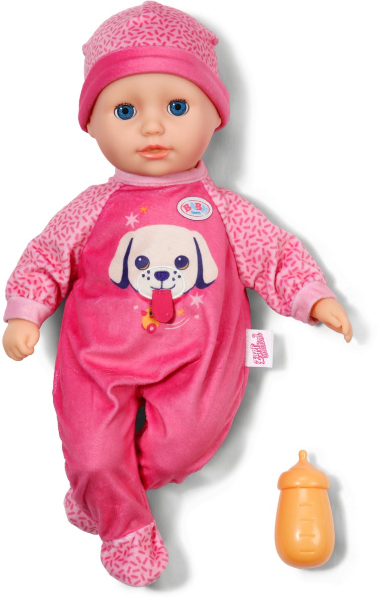 Muñeca bebé born Anna Rosa 36cm con ojos soñolientos y biberón.