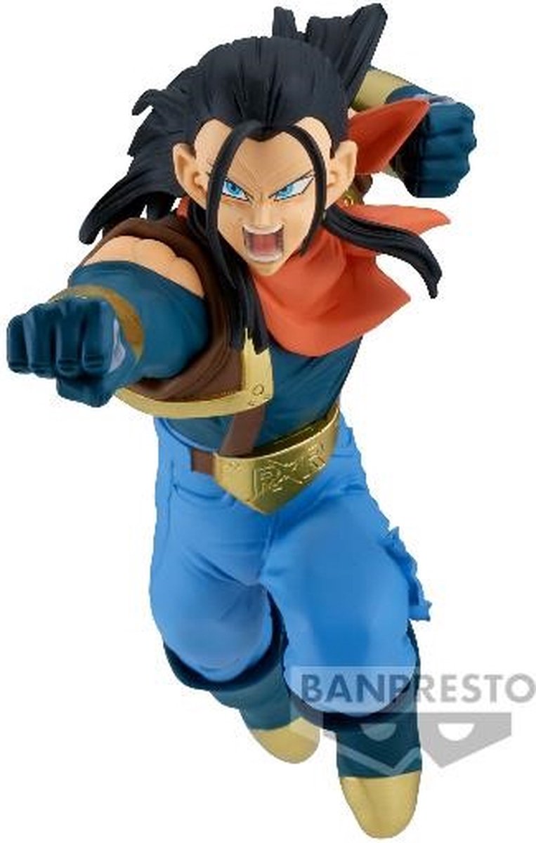 Banpresto co., ltd. dragon ball gt - match makers - super c-17 (vs super saiyan son goku) standbeeld 16cm