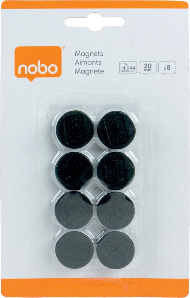Magneti per lavagna Nobo - 20 mm - 8 pezzi - neri
