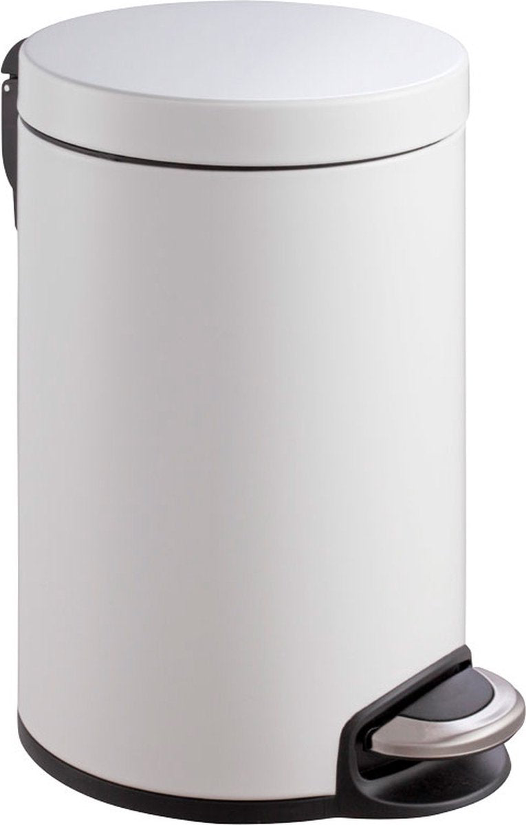 Eko - serene pedaalemmer 12 liter - steel plastic - wit - prullenbak