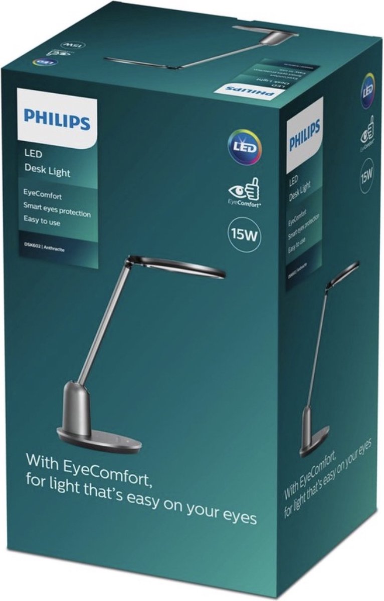 Lampada da scrivania Philips LED Philips Einstein - grigio scuro - lampada - scrivania - ufficio - lavoro da casa
