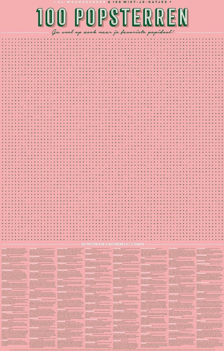 Stratier xl spelposter – 100 popsterren – woordzoeker - spel