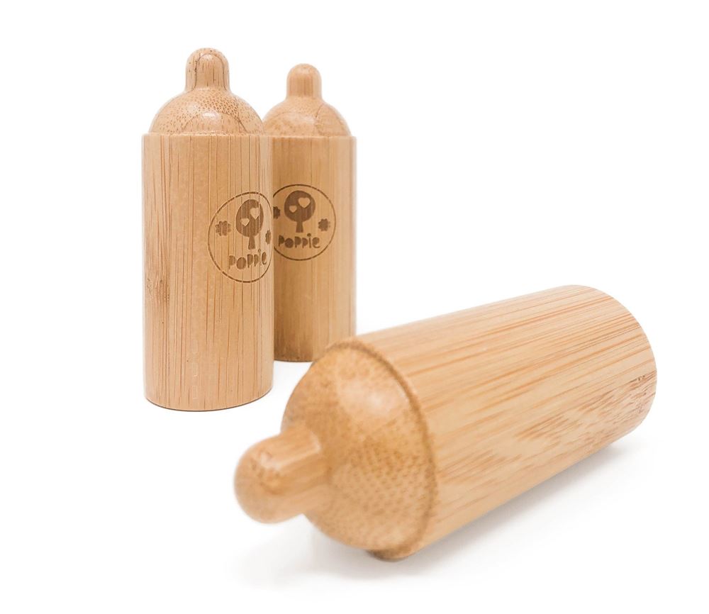 Biberón de bambú Poppie para muñecas. 1+