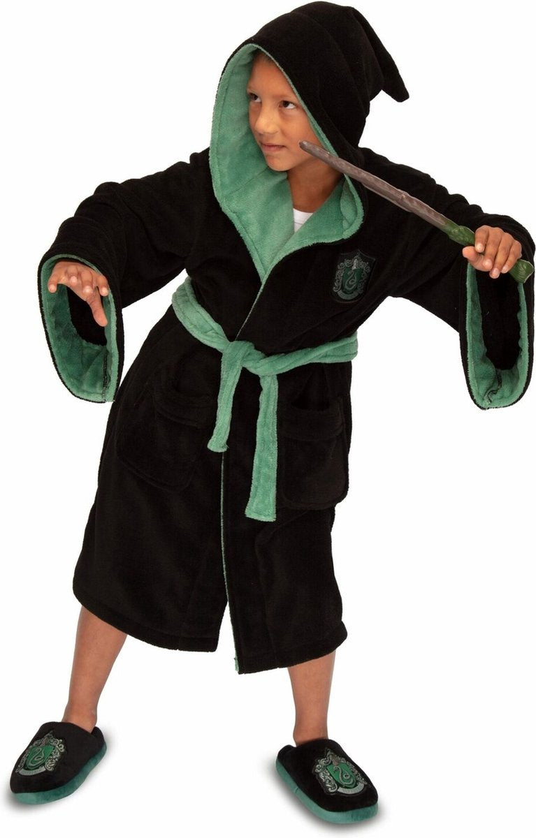 Accappatoio Harry Potter Serpeverde con cappuccio oversize per bambini serie unisex 7 9 anni (m)