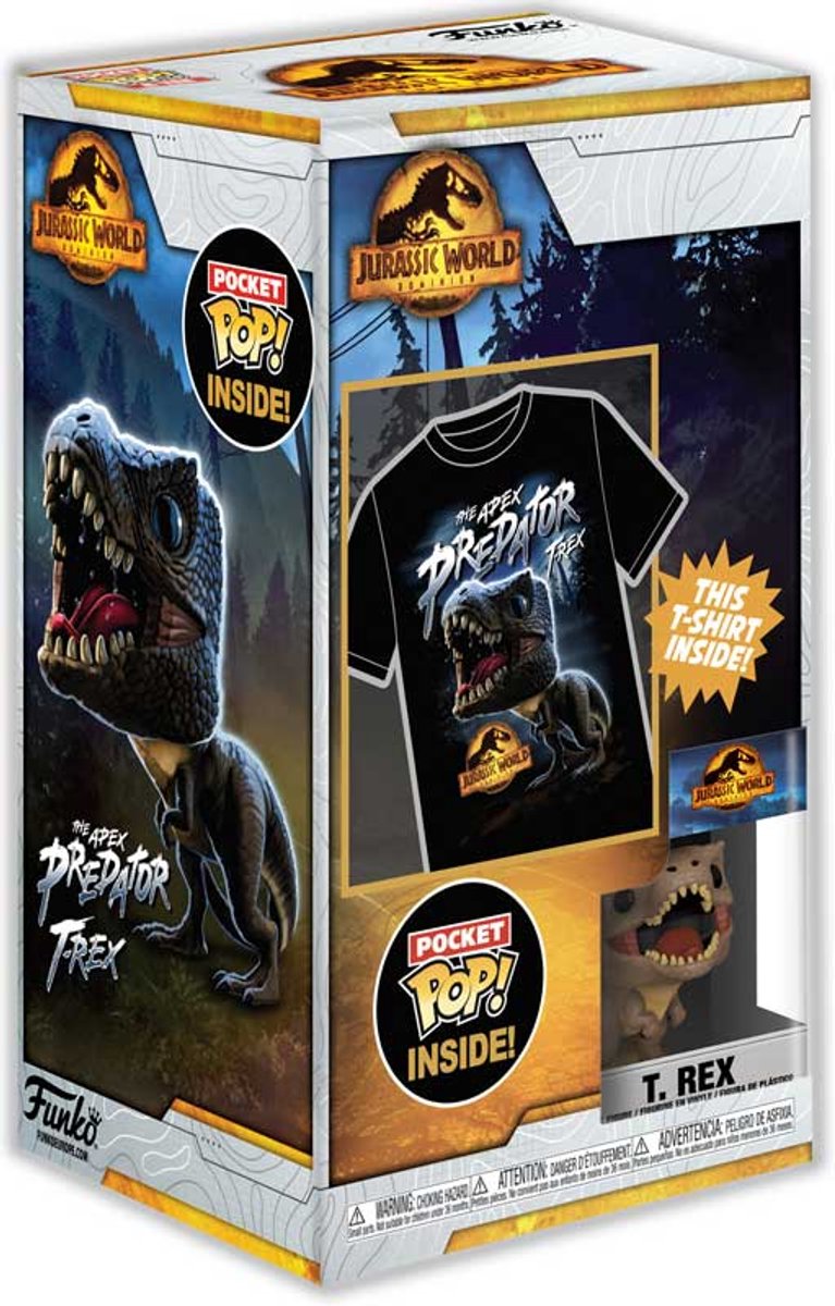 Funko tascabile! maglietta giurassico - t rex - m.