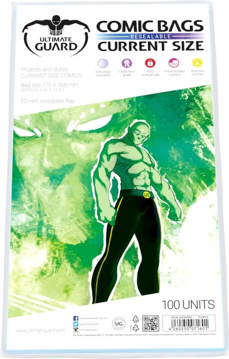 Buste per fumetti Ultimate Guard richiudibili (100) - dimensione attuale
