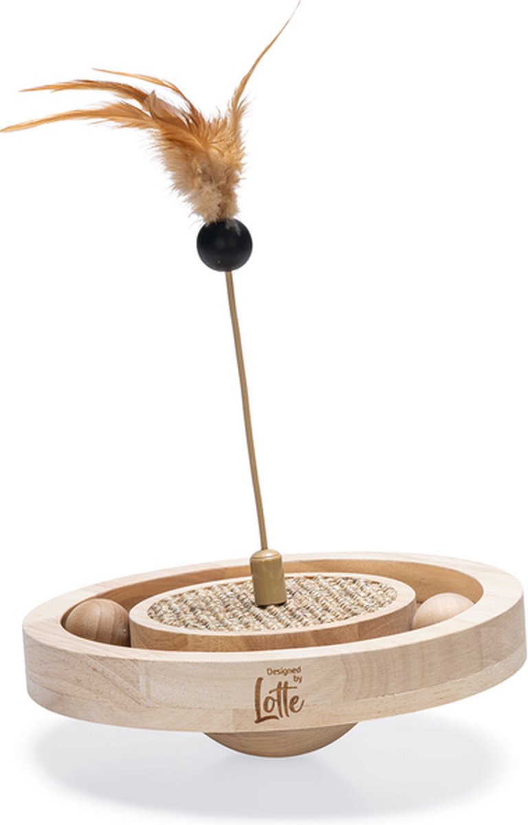 Progettato da lotte winni - giocattolo per gatti - legno - marrone - 22x22x30 cm
