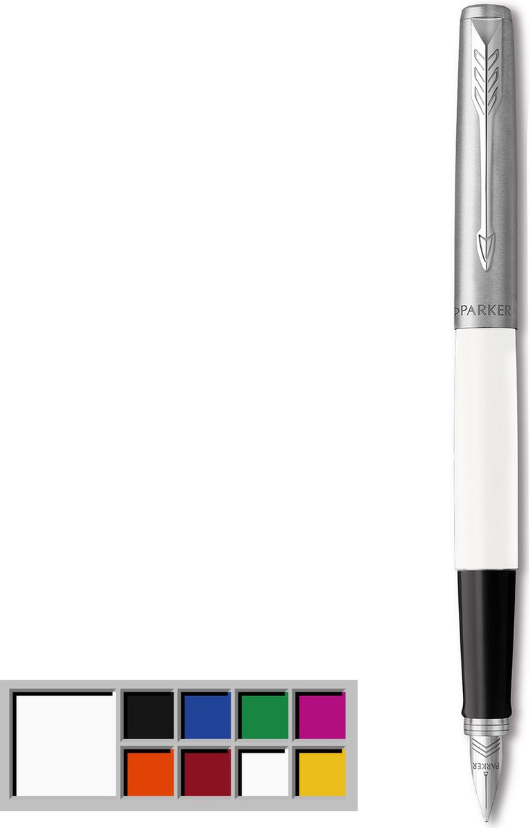 Penna stilografica Parker Jotter Originals | finitura bianca classica | pennino medio | inchiostro blu