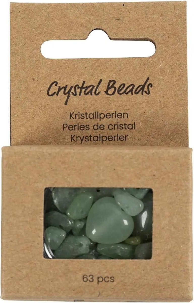 Perle di cristallo della Creativ Company, avventurina, d 7-12 mm, dimensione del buco 1 mm, ca. 63 pezzi, verde, 63 pezzi 1 scatola
