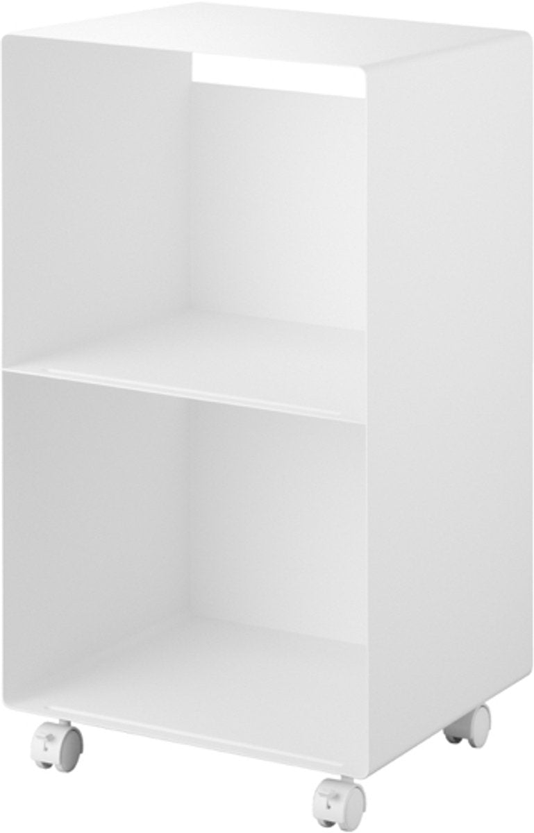 Yamazaki tower record cabinet 2-tier on wheels - white