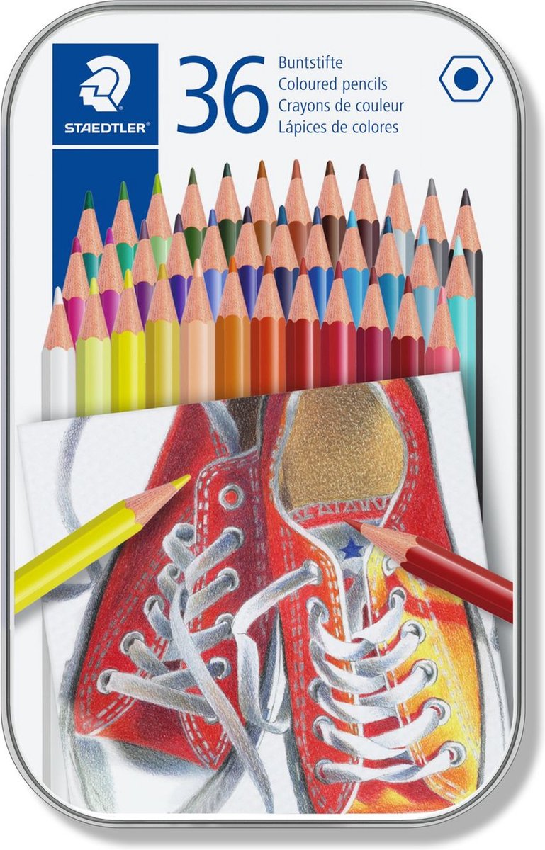 Lápices de colores sin madera Staedtler - estuche metálico 36 piezas