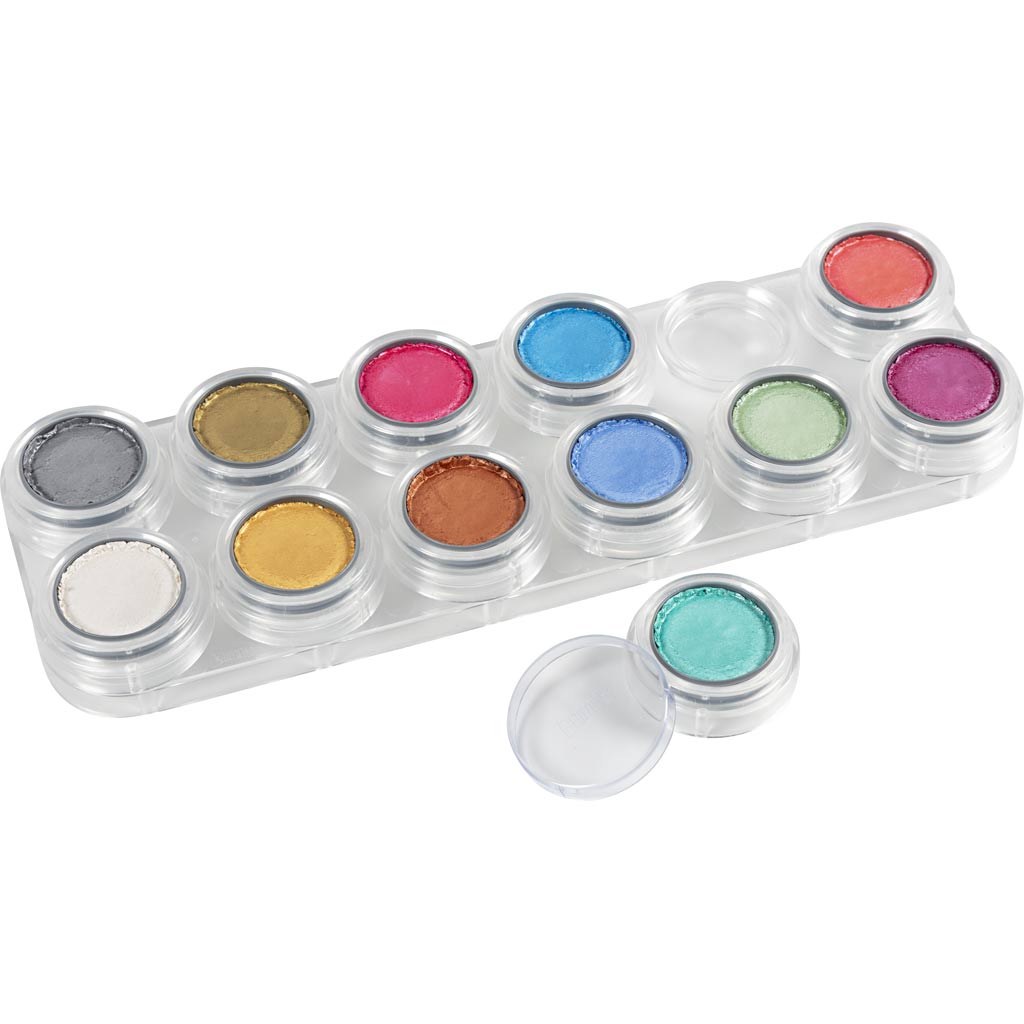 Grimas Face Paint - Palette di colori per il viso, colori madreperla, 12x2,50 ml 1 pezzo