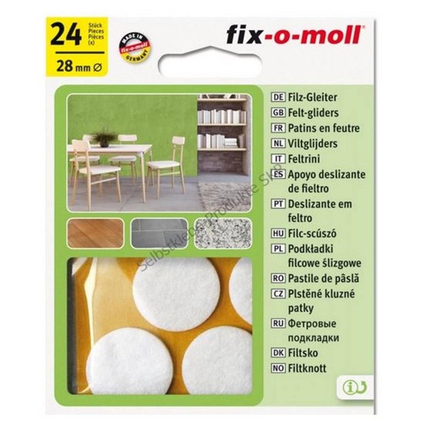 Aliante in feltro Fix-o-moll ø28mm bianco