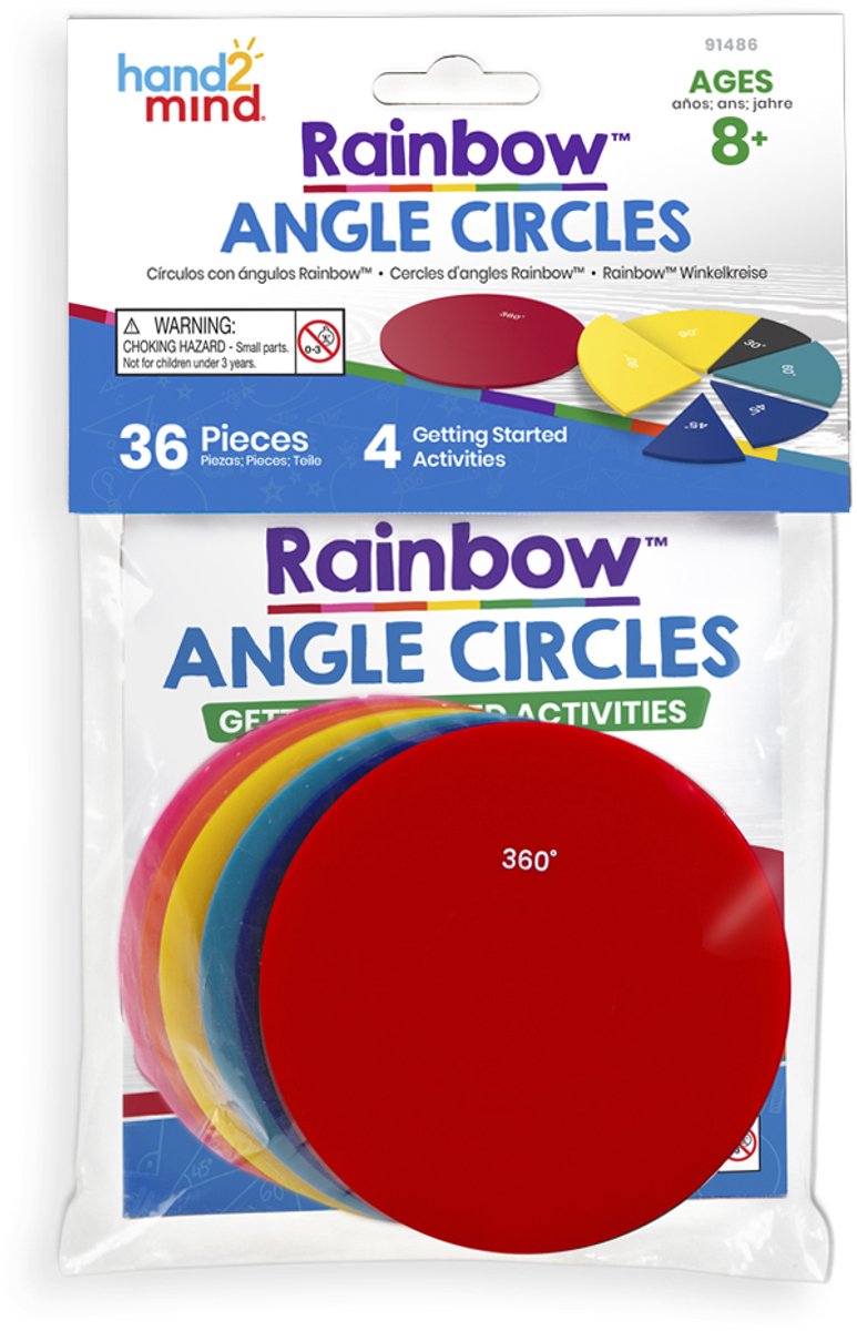 Risorse per l'apprendimento giocattoli educativi cerchi angolari arcobaleno 36 pezzi di plastica. - 3+