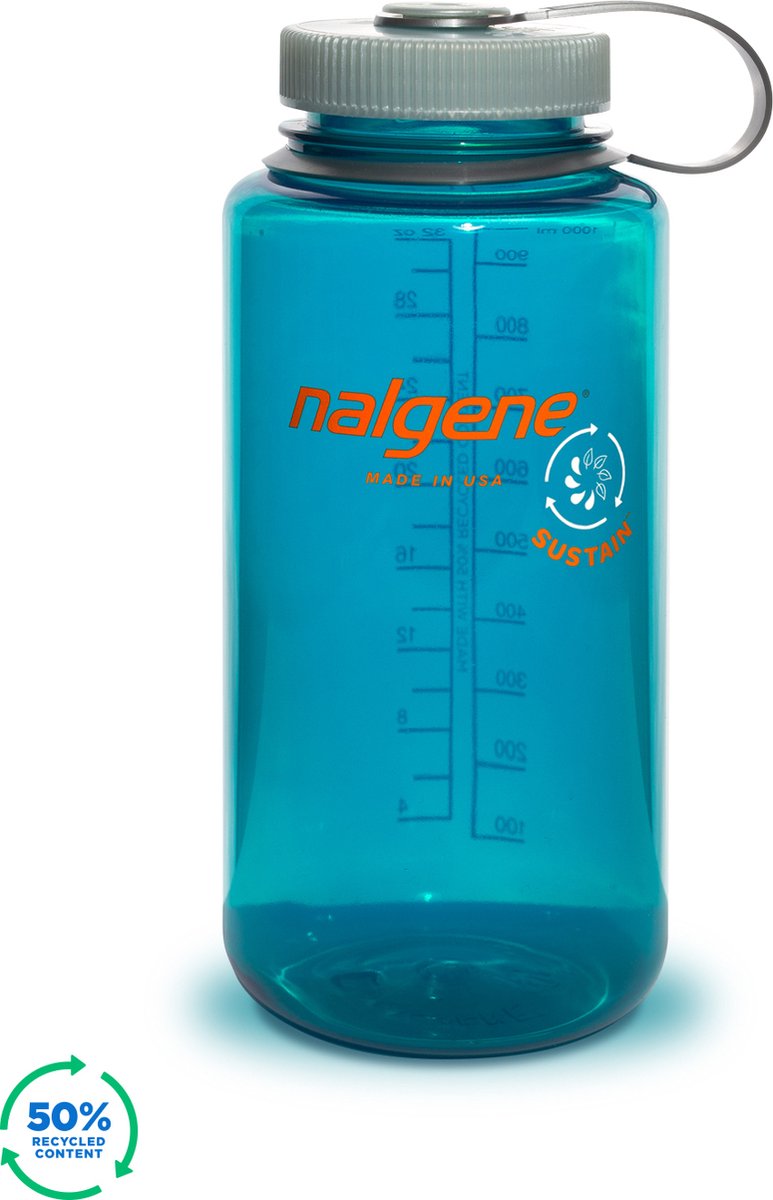 Nalgene - botella de boca ancha - botella para beber - botella de agua - a prueba de fugas - 1000ml - libre de bpa - sustentable - verde trucha