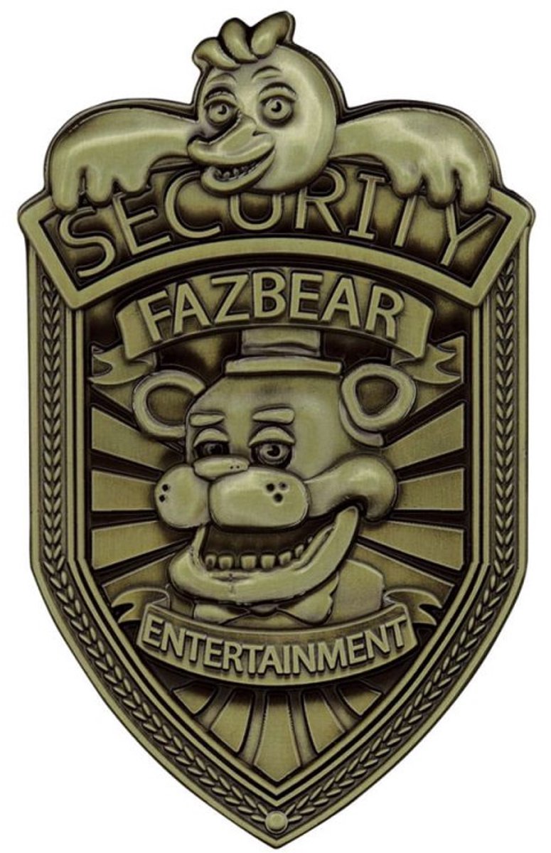 Fanattik cinco noches en freddy's réplica insignia de seguridad réplica edición latón antiguo: 1 1